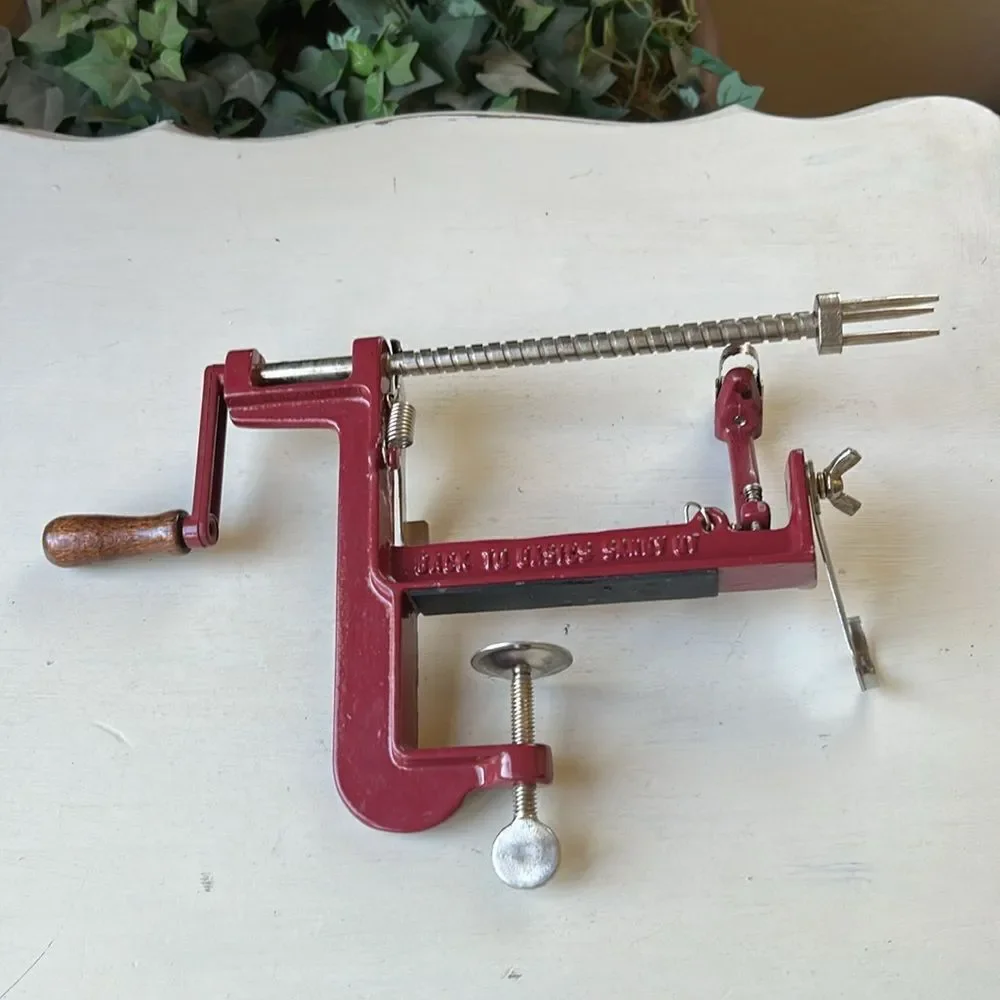 Red Apple Peeler with Wooden Handle Back to Basics